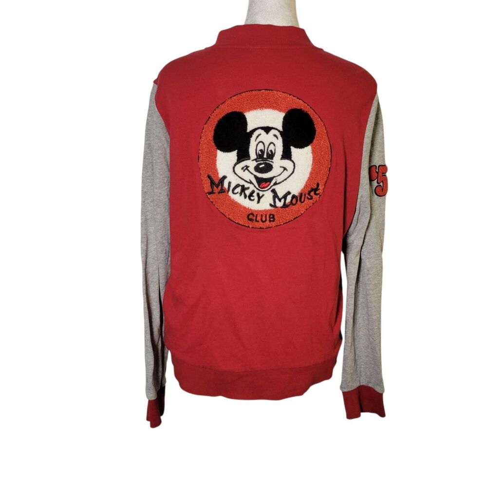Disney Parks Mickey Mouse Club Varsity Jacket Red Bomber L 90s Retro Disneyana